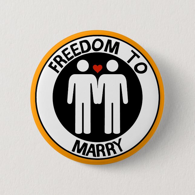 Gay Freedom To Marry 6 Cm Round Badge (Front)