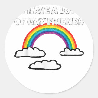 Gay Friends LGBT Ally Rainbow Funny Gay Pride  Classic Round Sticker