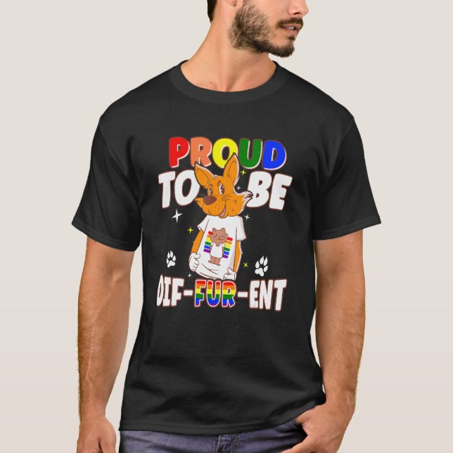 Gay Furries Proud To Be Different Fursuit Happy Fu T-Shirt (Front)