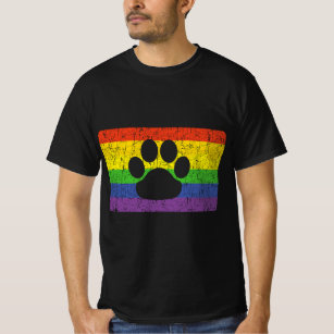 Gay Furry Pride Fandom Paw Rainbow LGBT Flag  Gift T-Shirt
