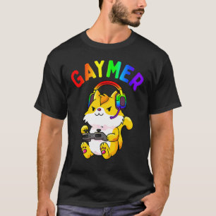 Gay Gaymer Geek Pride Lgbt Video Game Cat T-Shirt