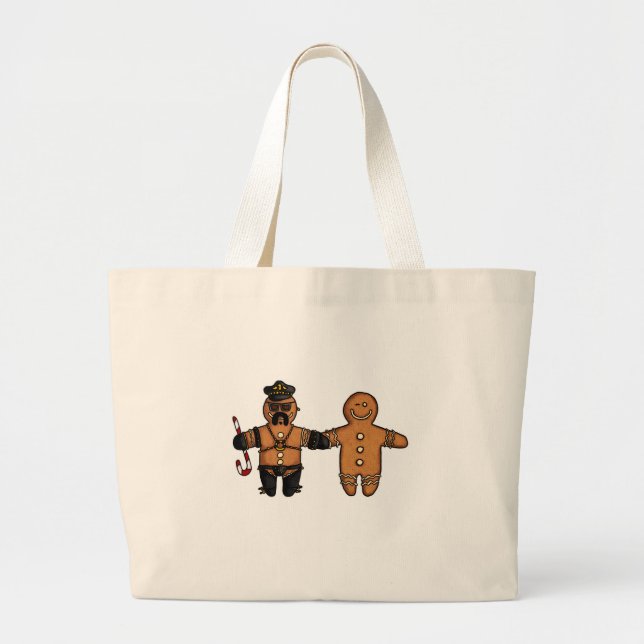 gay gingerbread couple large tote bag (Front)