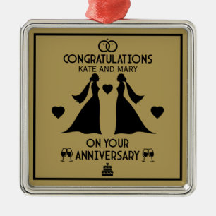 Gay Girls Wedding Anniversary Metal Tree Decoration