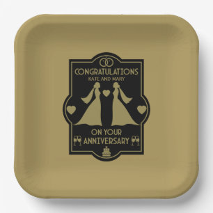  Gay Girls Wedding Anniversary Paper Plate