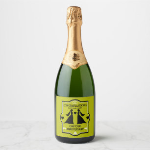 Gay Girls Wedding Anniversary Sparkling Wine Label