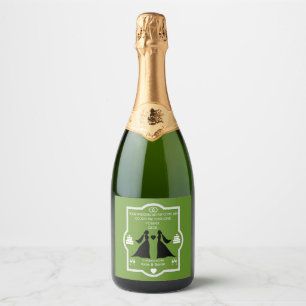 Gay Girls Wedding Anniversary Sparkling Wine Label