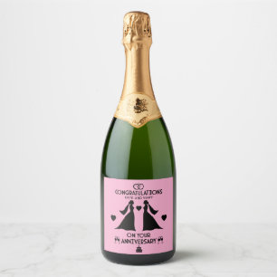 Gay Girls Wedding Anniversary Sparkling Wine Label
