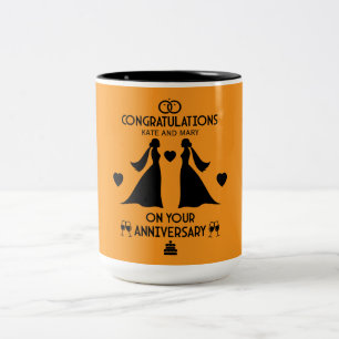  Gay Girls Wedding Anniversary Two-Tone Coffee Mug