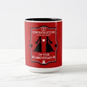 Gay Girls Wedding Anniversary Two-Tone Coffee Mug
