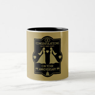  Gay Girls Wedding Anniversary Two-Tone Coffee Mug