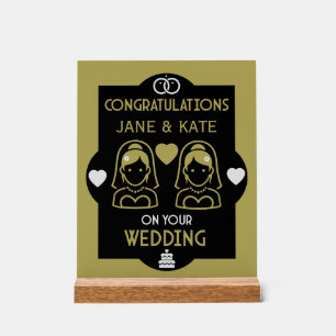 Gay Girls Wedding Day Acrylic Sign