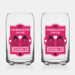 Gay Girls Wedding Day Can Glass