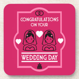Gay Girls Wedding Day Coaster