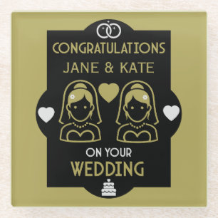 Gay Girls Wedding Day Glass Coaster