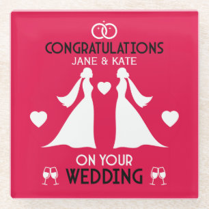 Gay Girls Wedding Day Glass Coaster