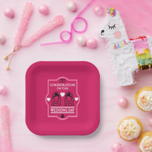 Gay Girls Wedding Day Paper Plate