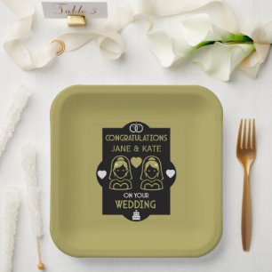 Gay Girls Wedding Day Paper Plate
