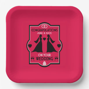 Gay Girls Wedding Day Paper Plate