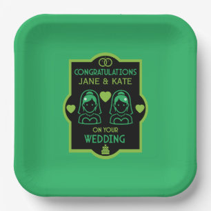 Gay Girls Wedding Day Paper Plate