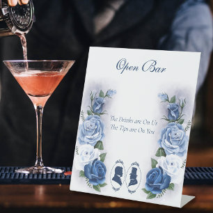 Gay Grooms Regency Blue Roses Pedestal Sign