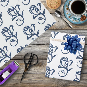 Gay Grooms Regency Blue Roses Wrapping Paper