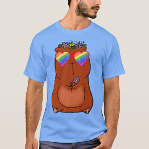 Gay Guinea Pig Flowers Girls LGBTQ Pride Rainbow S T-Shirt