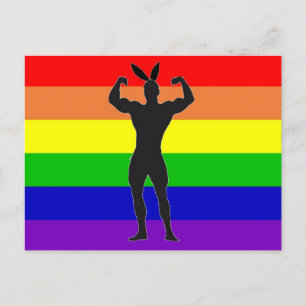 Gay Gym Bunny Pride Postcard
