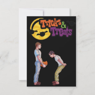 Gay Halloween Tricks and Treats Greeting Card, Card