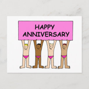 Gay Happy Anniversary Cartoon Humor Postcard