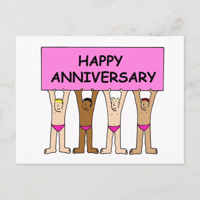Gay Happy Anniversary Humour. Postcard (Front)
