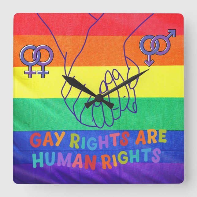 Gay have rights square wall clock (Front)