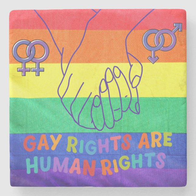 Gay have rights stone coaster (Front)
