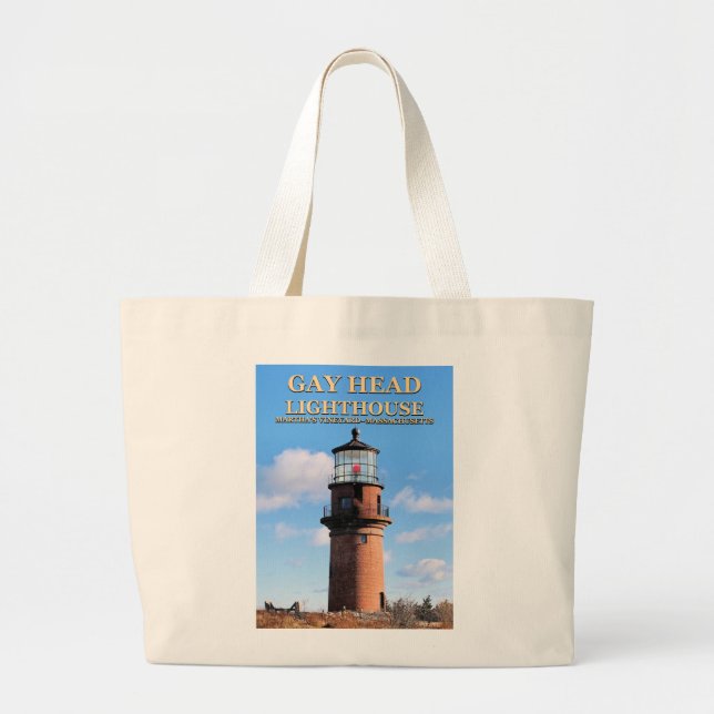 Gay Head Lighthouse, Martha's Vineyard MA Large Tote Bag (Front)