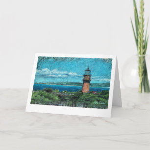 Gay Head Lighthouse painting in Martha's Vineyard Card