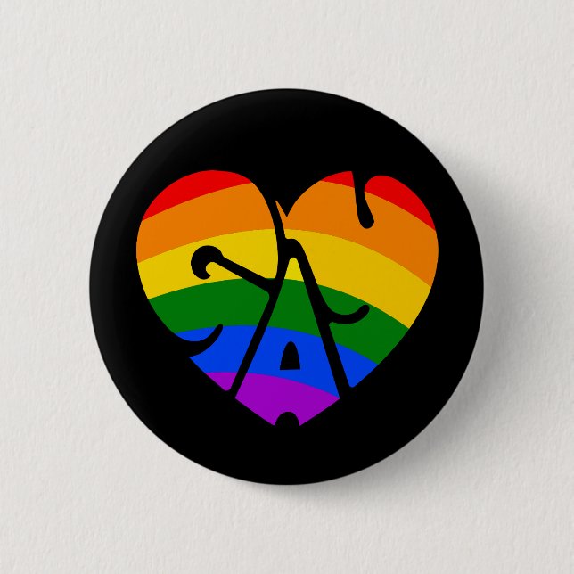 Gay Heart 6 Cm Round Badge (Front)