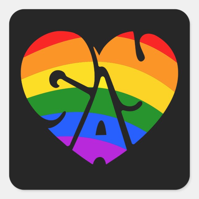 Gay Heart Square Sticker (Front)