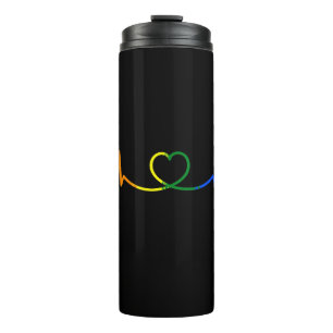 Gay Heartbeat Heart Pride Rainbow Flag LGBTQ Thermal Tumbler
