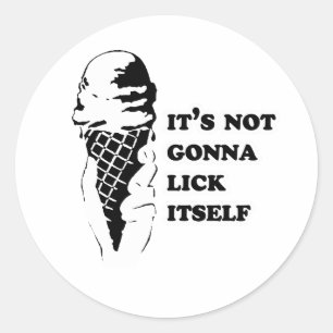 Gay Humour lick itself reverse Classic Round Sticker