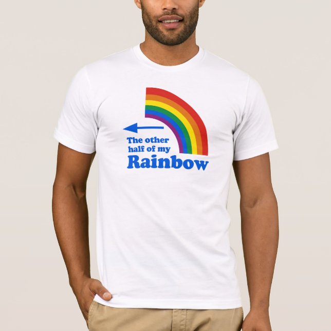 Gay humour rainbow half left plain T-Shirt (Front)