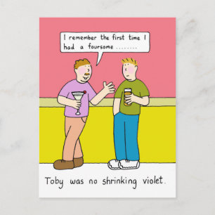 Gay Humour the Foursome Cartoon Postcard
