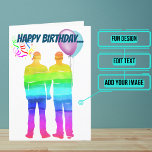 Gay Husband Birthday Card<br><div class="desc">It can be difficult to find the appropriate birthday card for a gay couple. But we have just the card for your husband. Outside is a colourful design of husbands in a rainbow pride motif. Inside we've written just the right message to speak to the moment; but just in case...</div>
