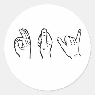 GAY IN SIGN LANGUAGE -.png Classic Round Sticker