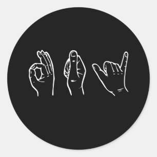 GAY IN SIGN LANGUAGE - WHITE -.png Classic Round Sticker