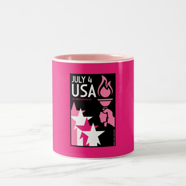 Gay Independence Day Two-Tone Coffee Mug (Center)