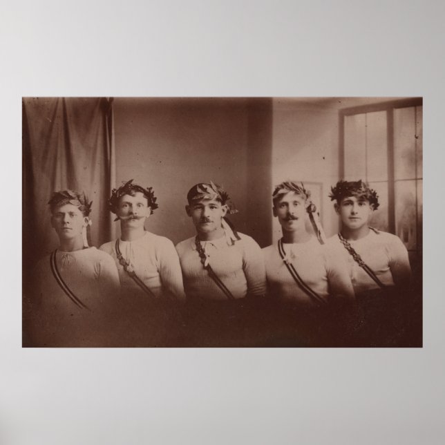 Gay interest young athletes with wreaths vintage poster (Front)