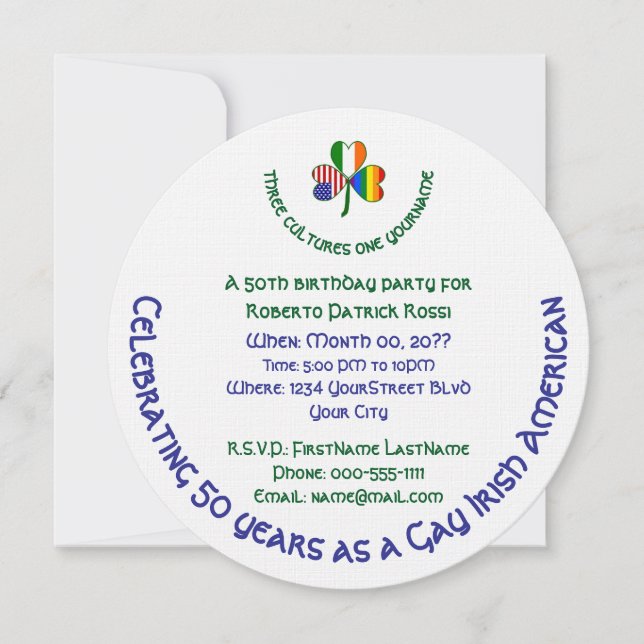 Gay Irish American Shamrock Birthday Invitation (Front)