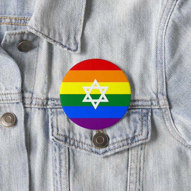 Gay Jewish Pride Flag Button (In Situ)