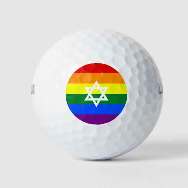 Gay Jewish Pride Flag Golf Balls (Front)