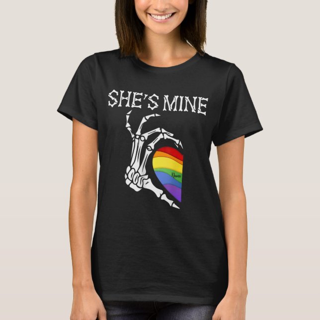 Gay Lesbian Couple Matching Skeleton Heart NL 4 T-Shirt (Front)
