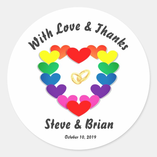 Gay Lesbian Custom Wedding Favour Round Stickers (Front)